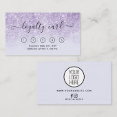 Paarse Glitter Salon Spa Loyalty-Kaart met Logo Visitekaartje (Voorkant / Achterkant)
