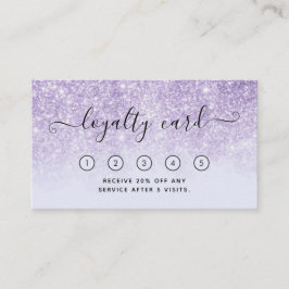 Paarse Glitter Salon Spa Loyalty-Kaart met Logo Visitekaartje