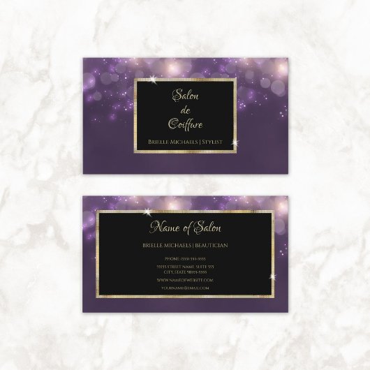 Paarse Glitter Salon Visitekaartje