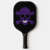 Paarse glitter schedel en kruisbeenderen pickleball paddle (Voorkant)
