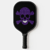 Paarse glitter schedel en kruisbeenderen pickleball paddle (Achterkant)