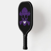 Paarse glitter schedel en kruisbeenderen pickleball paddle (Links)