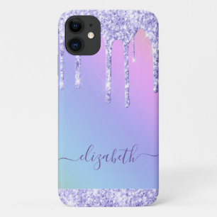 Paarse Glitter-schijven Aangepaste regenboog Case-Mate iPhone Case