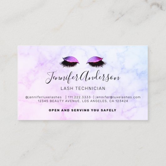 Paarse Glitter-schijven maken artistieke knoeiboel Visitekaartje (Achterkant)