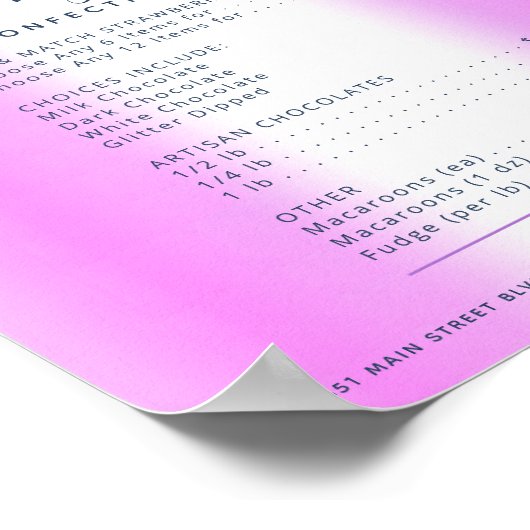 Paarse Glitter-schijven - Prijslijst voor het menu Poster (Hoek)