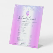 Paarse Glitter-schijven - Prijslijst voor het menu Reclamebord Met Voetstuk (Voorkant)