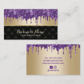 Paarse Glitter-schijven zwart en goudbruin salon Visitekaartje (Voorkant / Achterkant)