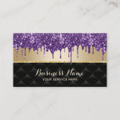 Paarse Glitter-schijven zwart en goudbruin salon Visitekaartje (Voorkant)