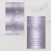 Paarse Glitter Schitter Fladder Slinger Vlinder Visitekaartje (Voorkant / Achterkant)