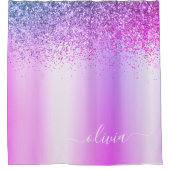 Paarse Glitter Schitter Metaal Monogram Naam Douchegordijn (Voorkant)
