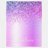 Paarse Glitter Schitter Metaal Monogram Naam Fleece Deken (Voorkant)