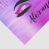 Paarse Glitter Schitter Wimpers Monogram Naam Tissuepapier (Detail)