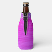 Paarse Glitter Schitterende Wimpers Monogram Naam Flesjeskoeler (Fles Achterkant)