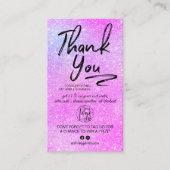 Paarse glitter script foto logo orde dank u visitekaartje (Voorkant)