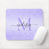Paarse Glitter Script Name Monogram Muismat (Met muis)