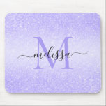 Paarse Glitter Script Name Monogram Muismat<br><div class="desc">Paars Glitter Script Name Monogram Design</div>