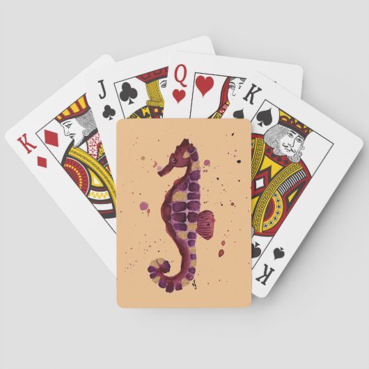 Paarse Glitter Seahorse-afspeelkaarten Pokerkaarten (Achterkant)