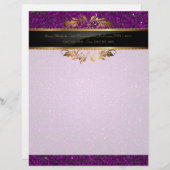 Paarse Glitter Sequin Disco Letterhead briefpapier Gepersonaliseerd Briefhoofd (Voorkant / Achterkant)