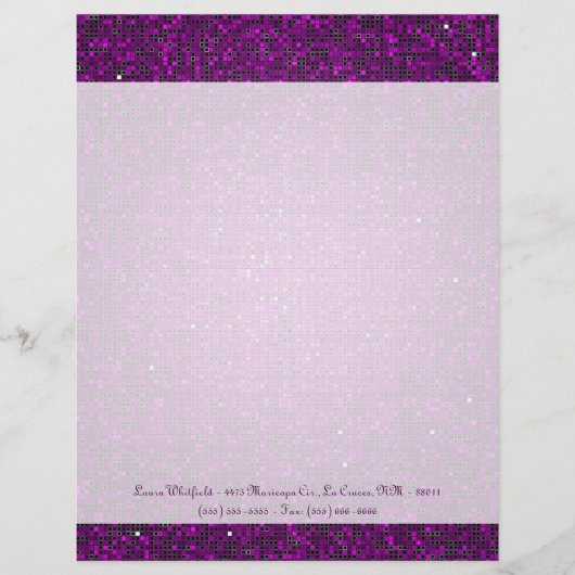 Paarse Glitter Sequin Disco Letterhead briefpapier Gepersonaliseerd Briefhoofd (Voorkant)