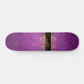 Paarse Glitter Sequin Disco Old School Skateboard (Horizontaal)