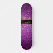 Paarse Glitter Sequin Disco Old School Skateboard (Voorkant)