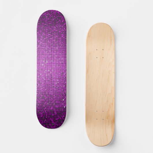 Paarse Glitter Sequin Disco Old School Skateboard (Voorkant)