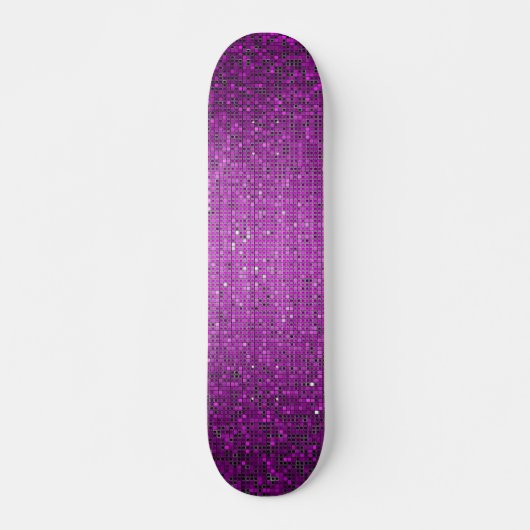 Paarse Glitter Sequin Disco Old School Skateboard (Voorkant)