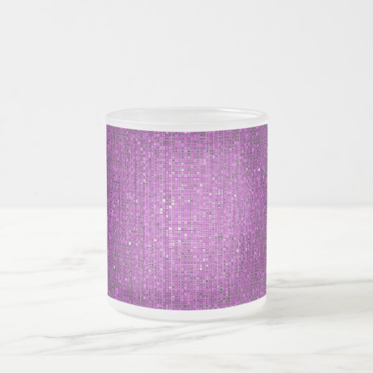 Paarse Glitter Sequin Frosted Glass Coffee Mok Cup (Center)