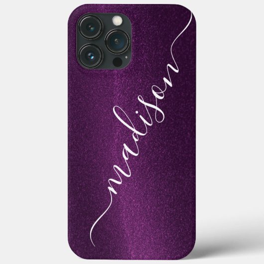 Paarse Glitter Shimmer Aangepaste Aangepaste Naam Case-Mate iPhone Case (Achterkant)