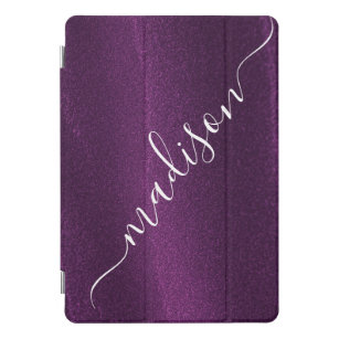 Paarse Glitter Shimmer Aangepaste Aangepaste Naam iPad Pro Cover