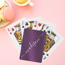 Paarse Glitter Shimmer Aangepaste Aangepaste Naam Pokerkaarten