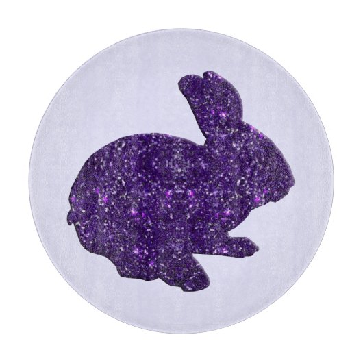 Paarse Glitter Silhouette Bunny Cutting Board Snijplank (Voorkant)