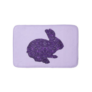 Paarse Glitter Silhouette Bunny Rabbit Bath Mat