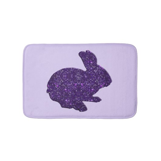 Paarse Glitter Silhouette Bunny Rabbit Bath Mat (Voorkant)