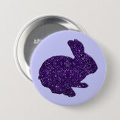 Paarse Glitter Silhouette Easter Bunny Button (Voorkant /achterkant)