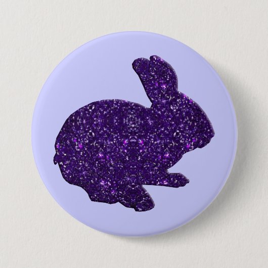 Paarse Glitter Silhouette Easter Bunny Button (Voorkant)
