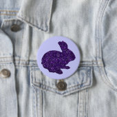 Paarse Glitter Silhouette Easter Bunny Button (In situ)
