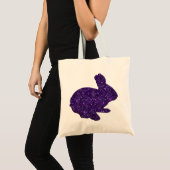 Paarse Glitter Silhouette Easter Bunny Canvas tas (Voorkant (product))