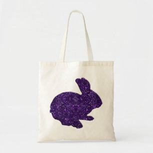Paarse Glitter Silhouette Easter Bunny Canvas tas