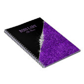 Paarse Glitter Silver Diamonds - Speciaal geperson Notitieboek (Rechterzijde)
