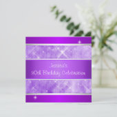 Paarse Glitter Silver Lights 30e verjaardag Kaart (Staand voorkant)