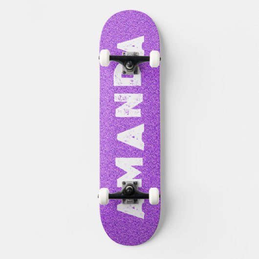 Paarse Glitter skateboard grunge gepersonaliseerde (Voorkant)