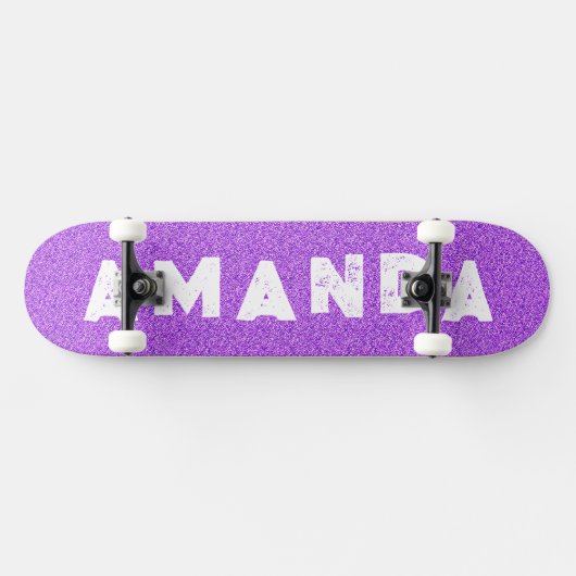 Paarse Glitter skateboard grunge gepersonaliseerde (Horizontaal)