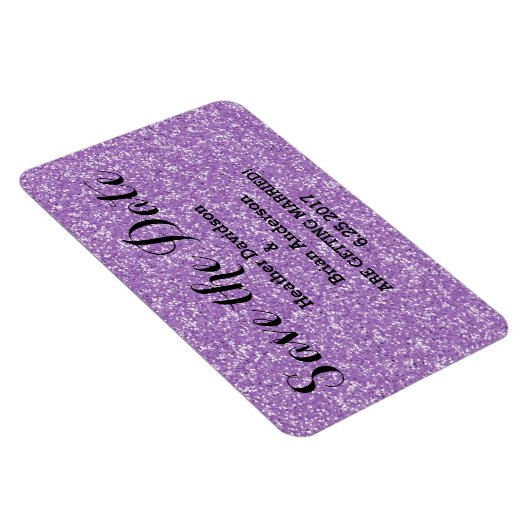 Paarse glitter sparen de Datum Flexi Magnet Magneet (Rechterzijde)