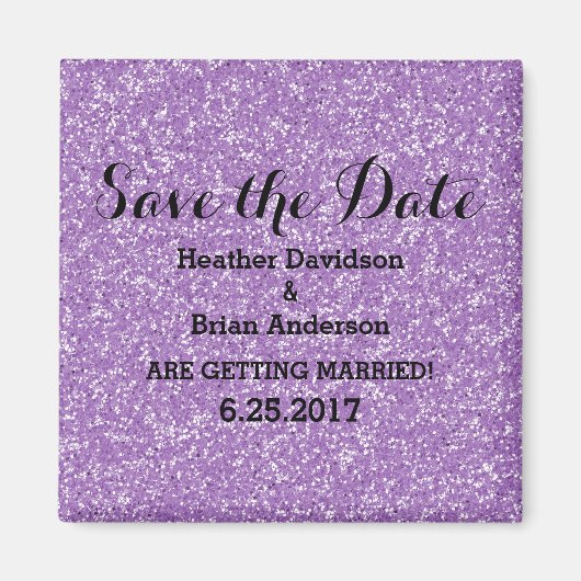 Paarse Glitter sparen de Magnet van de Datum (Voorkant)