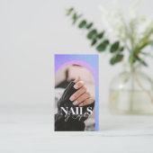 Paarse Glitter Sparking Arch Beauty Foto Visitekaartje (Staand voorkant)