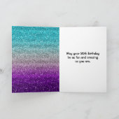 Paarse Glitter Sparkle Birthday Card Kaart (Binnen)