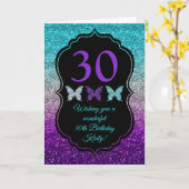 Paarse Glitter Sparkle Birthday Card Kaart (Gele Bloem)