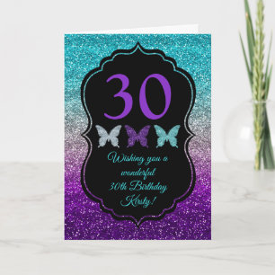 Paarse Glitter Sparkle Birthday Card Kaart
