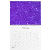 Paarse glitter Sparkle Custom Design Calendar Kalender (Feb 2027)